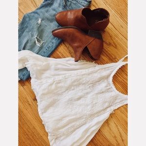 Free People White Babydoll Top